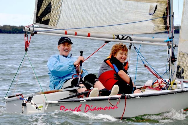 Andrew Hollis and James Highland enjoy the Flying Ant action at the 2011 Youth Championships © Mainsheet Media